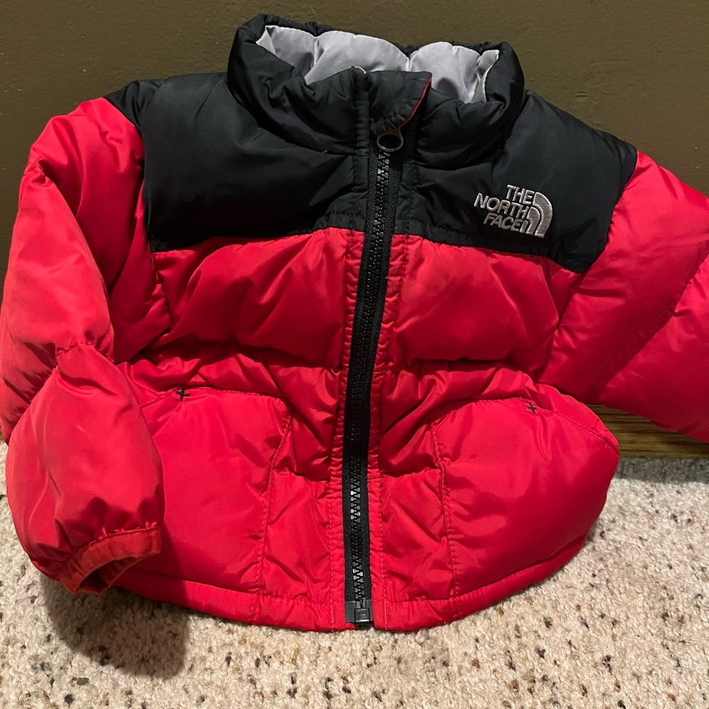 The North Face puffer coat and beanie